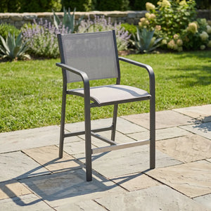 St. Kitts Sling Counter Height Stool - Graphite - The Great Escape