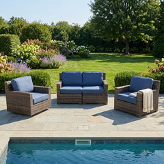 St. Kitts Grey 3 Piece Loveseat Group Lifeguard Lapis Indigo - The Great Escape