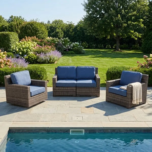 St. Kitts Grey 3 Piece Loveseat Group Lifeguard Lapis Indigo - The Great Escape