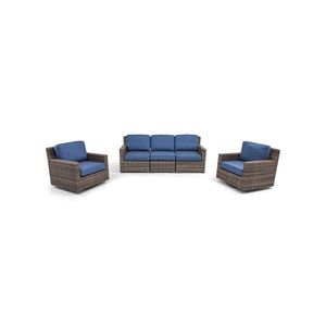 St. Kitts Grey 3 Piece Sofa Group Lifeguard Lapis Indigo - The Great Escape