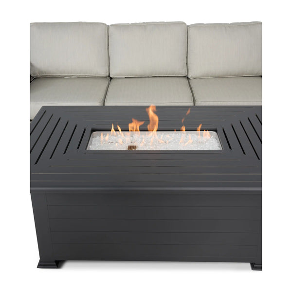 St. Kitts Grey Woven 8 Piece Sectional Firepit Group - The Great Escape