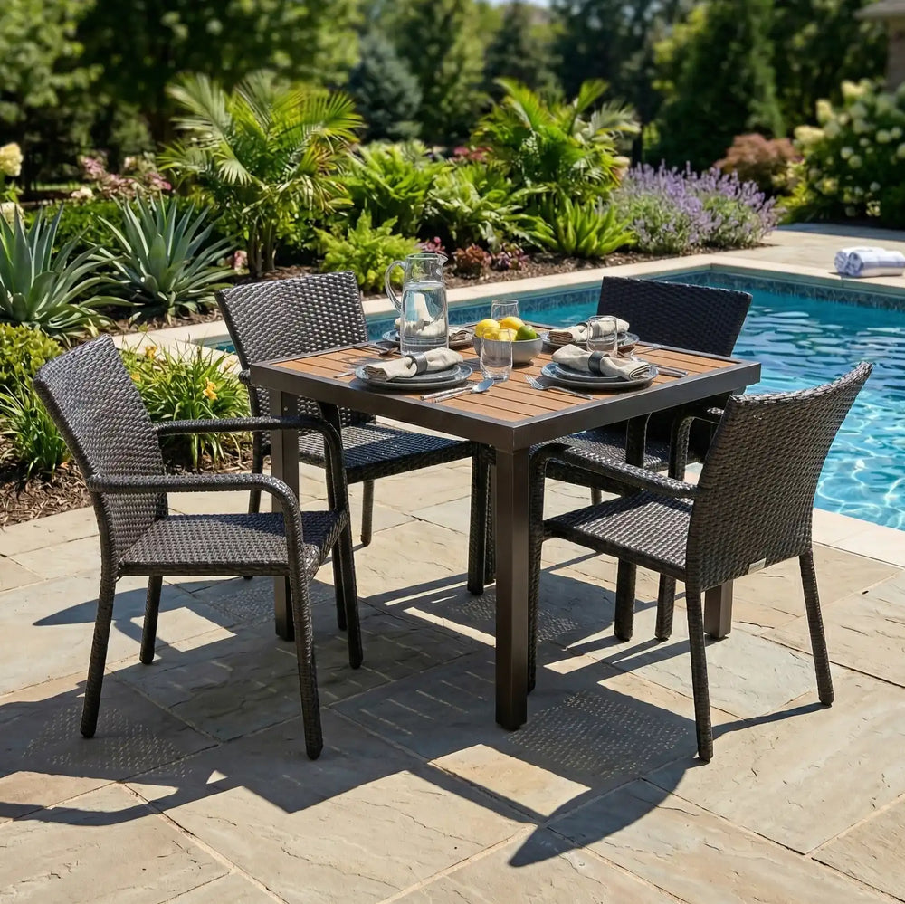 St. Kitts 5 Piece Woven Dining Group - The Great Escape