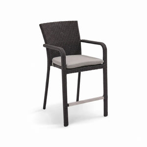 St. Kitts Woven Roasted Pecan Counter Height Stool With Silver Oyster Seat Pad - The Great Escape
