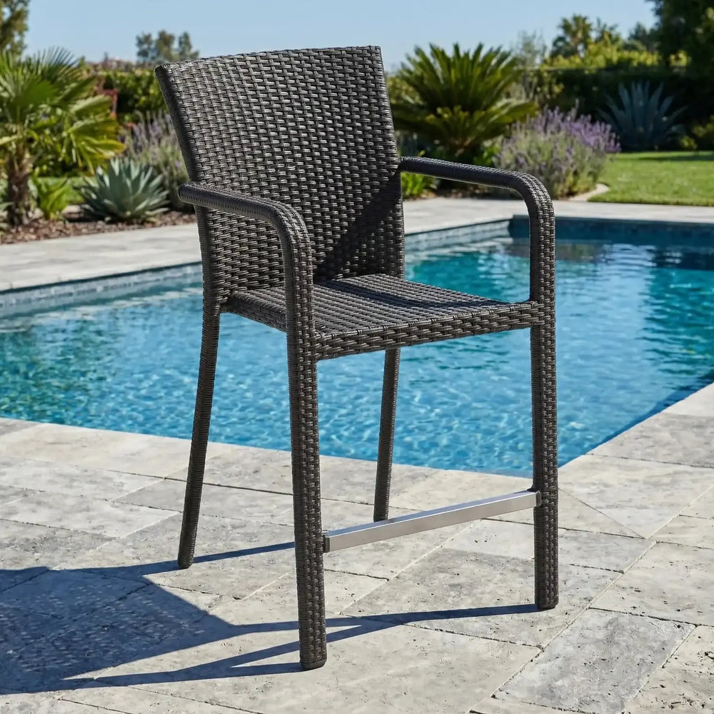 St. Kitts Woven Counter Height Stool - Roasted Pecan - The Great Escape
