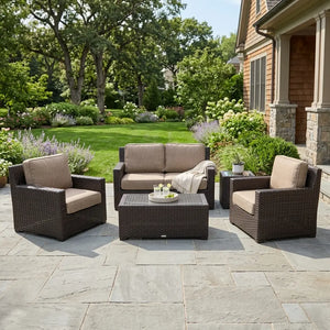 St. Kitts 5 Piece Loveseat Chat Group Mirage Latte - The Great Escape