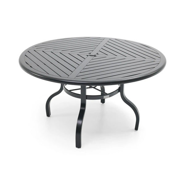 Stirling 54 Inch Round Black Farnham Slat Dining Table - The Great Escape