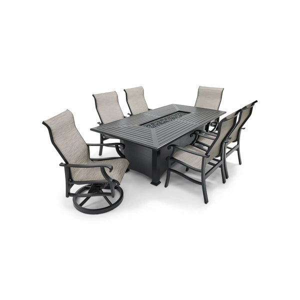 Stirling 7 Piece Sling Firepit Dining Group -  The Great Escape