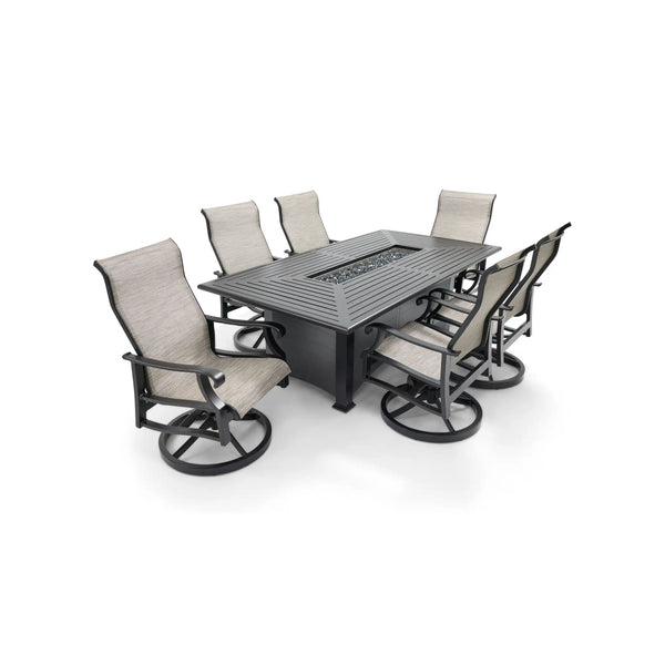 Stirling 7 Piece Sling Firepit Dining Group -  The Great Escape
