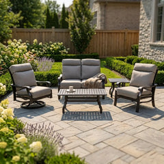 Stirling 5 Piece Makar Oyster Loveseat Chat Group - The Great Escape