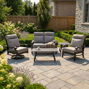 Stirling 5 Piece Makar Oyster Loveseat Chat Group - The Great Escape