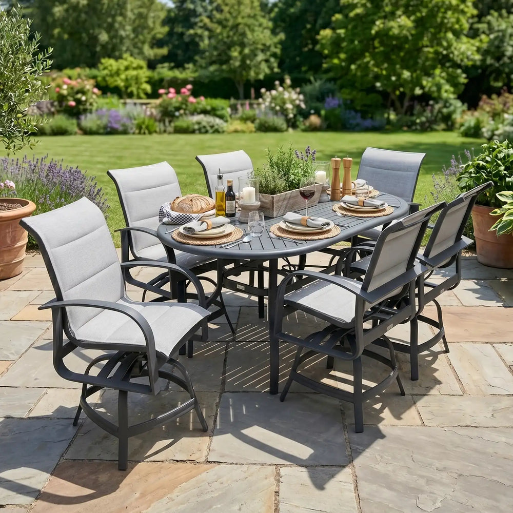 Wakefield 7 Piece Padded Sling Counter Height Group - The Great Escape