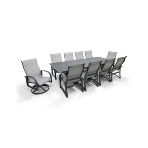 Wakefield 11 Piece Sling Dining Group W/ 44"x112" Rect. Table - The Great Escape