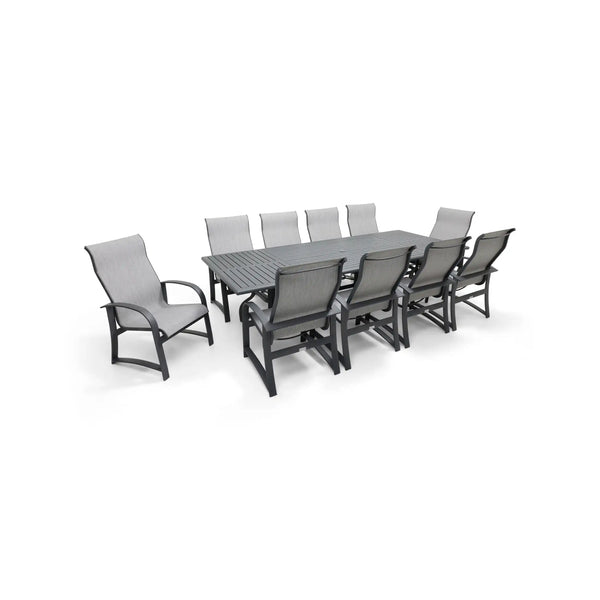 Wakefield 11 Piece Sling Dining Group W/ 44"x112" Rect. Table - The Great Escape