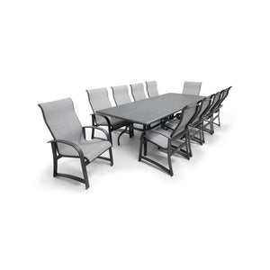 Wakefield 11 Piece Sling Dining Group W/ 44"x112" Rect. Table - The Great Escape