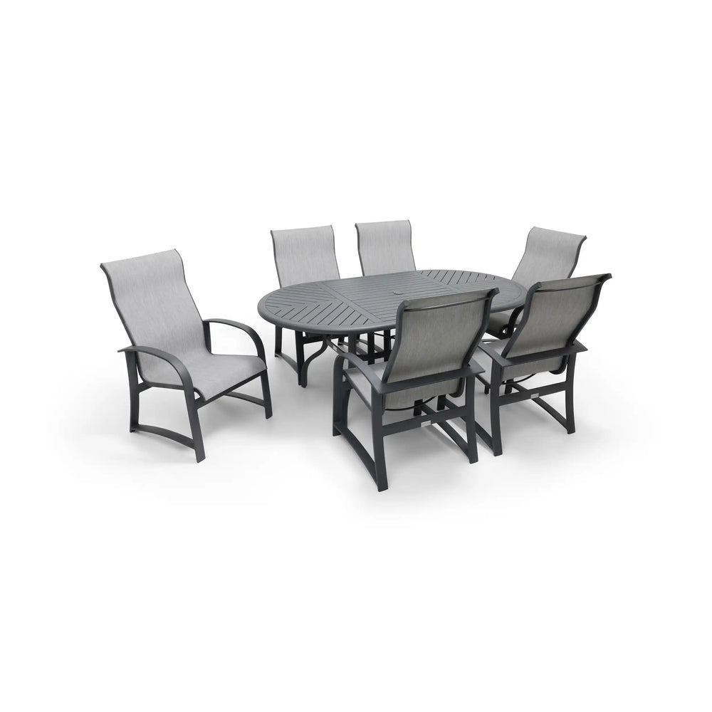 Wakefield 7 Piece Sling Round Dining Group - The Great Escape