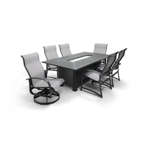 Wakefield 7 Piece Sling Firepit Dining Group - The Great Escape