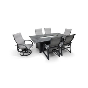Wakefield 7 Piece Sling Firepit Dining Group - The Great Escape