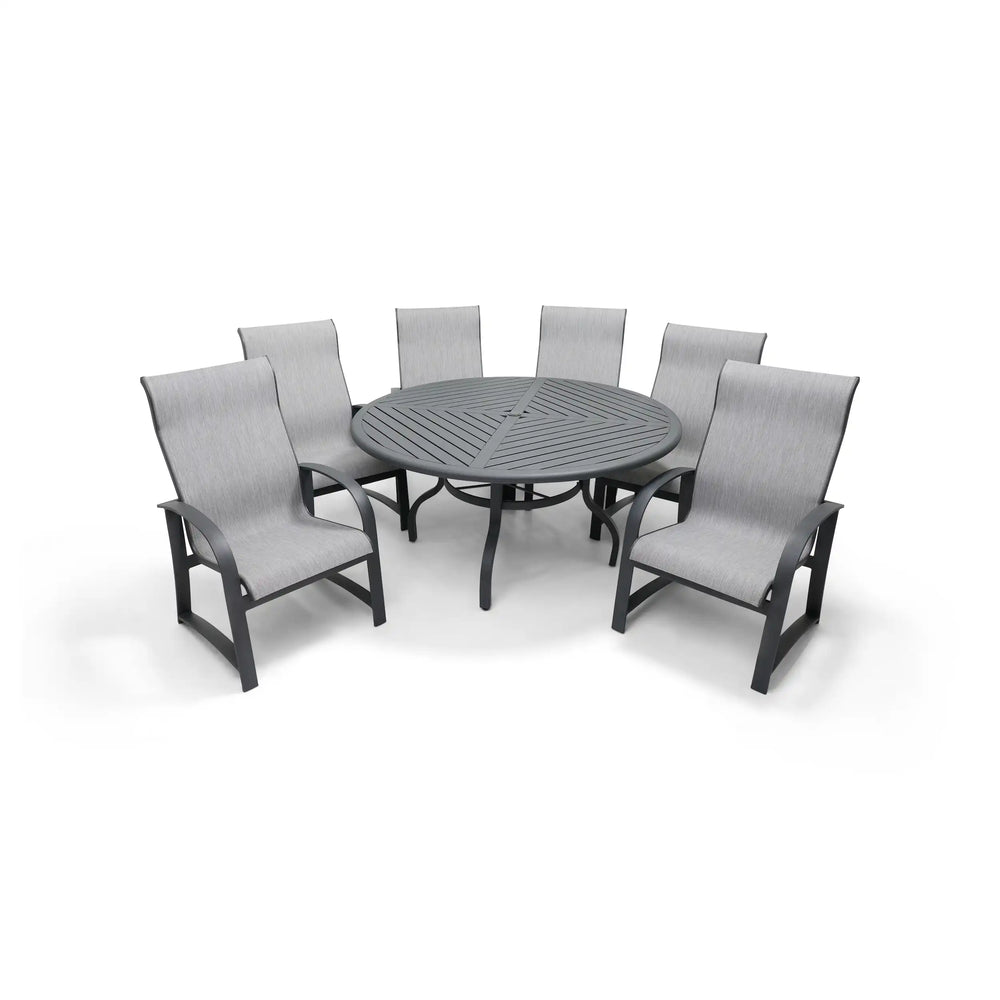 Wakefield 7 Piece Sling Round Dining Group - The Great Escape