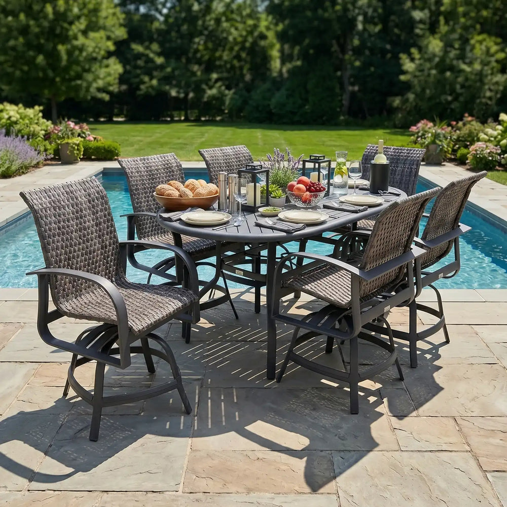 Wakefield 7 Piece Woven Counter Height Group - The Great Escape