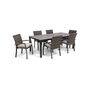 Woodridge 7 Piece Woven Dining Group Canvas Steel - The Great Escape