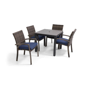 Woodridge 5 Piece Woven Dining Group Canvas Indigo - The Great Escape