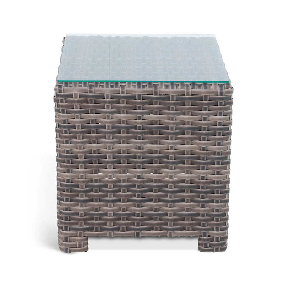Woodridge 20 Inch Square Woven End Table With Glass - The Great Escape