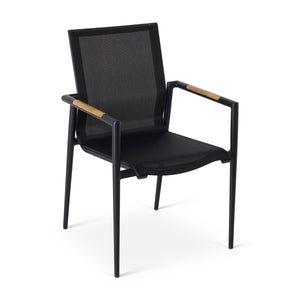 Capri Sling Stacking Teak Accent Arm Chair - The Great Escape