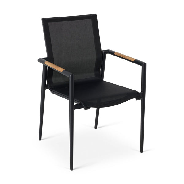 Capri Sling Stacking Teak Accent Arm Chair - The Great Escape