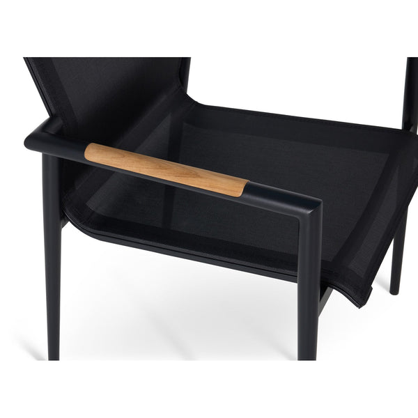 Capri Sling Stacking Teak Accent Arm Chair - The Great Escape