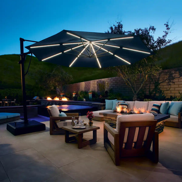 13' Designer Octagon AKZ+ Starlux Cantilever Umbrella - Natural - The Great Escape