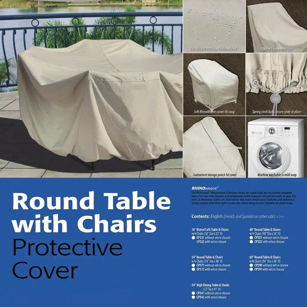 Round Table With Chairs Protective Cover Info Poster General Image - The Great Escape