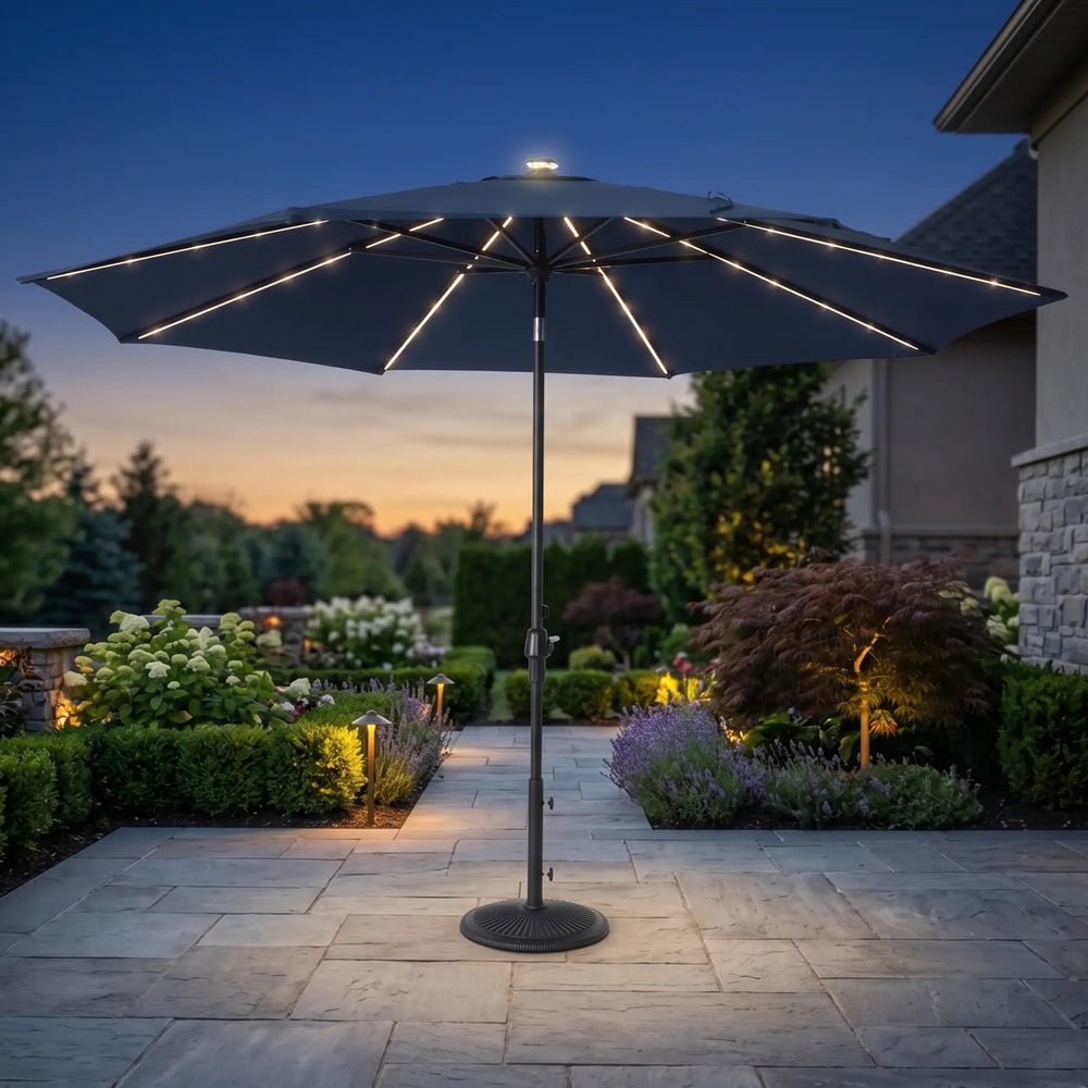 11' Designer Infinite 360° Auto Tilt Solar Lux Umbrella Spectrum Indigo - The Great Escape
