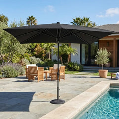 8'x10' Designer Rectangle Infinite 360 Auto Tilt Solar Lux Umbrella Black - The Great Escape