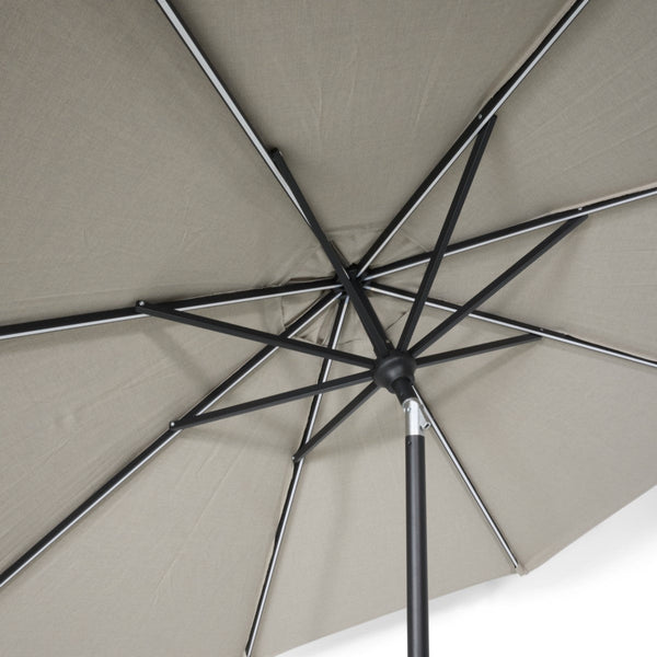 9' Designer Infinite 360° Auto Tilt Solar Lux Umbrella Cast Ash - The Great Escape