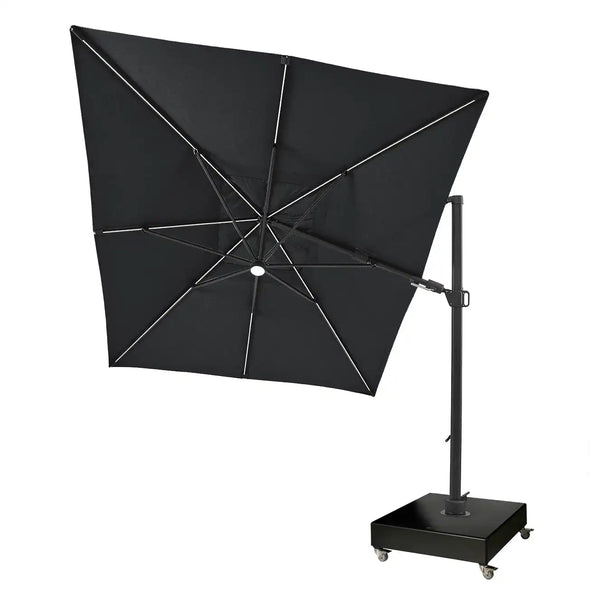 10'x13' Designer Rectangle Solar Lux Infinite Tilt Cantilever Umbrella - Black - The Great Escape
