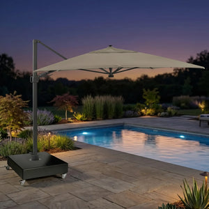 10'x13' Designer Rectangle Solar Lux Infinite Tilt Cantilever Umbrella Cast Ash - The Great Escape