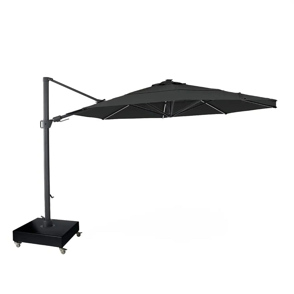 13' Designer Octagon Solar Lux Cantilever Umbrella Black - The Great Escape