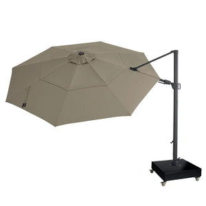 13' Designer Octagon Solar Lux Cantilever Umbrella - Cast Ash - The Great Escape