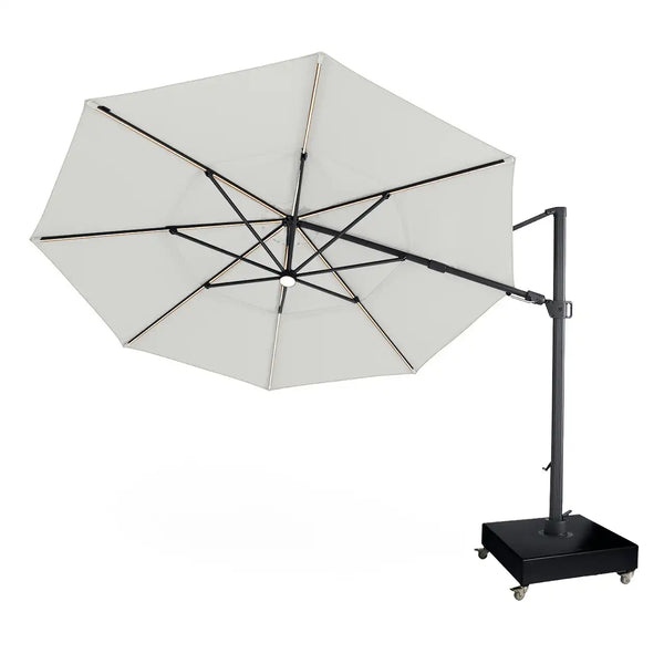 13' Designer Octagon Solar Lux Cantilever Umbrella - Natural - The Great Escape