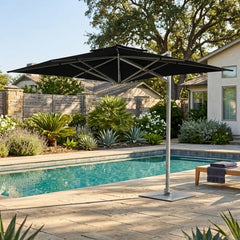 13' Square Commercial Valarium Cantilever Umbrella Black - The Great Escape