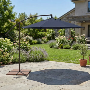 9' Classic Octagon Non-Tilt Cantilever Umbrella- Navy - The Great Escape