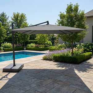 10'x13' Classic Rectangle AKZ Cantilever Umbrella Charcoal - The Great Escape